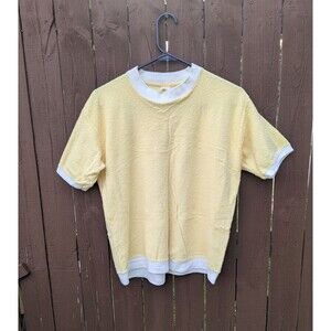 Vtg Yellow Terrycloth Ringer Short Sleeve Shirt  Size XL 70s 80s JC Penney